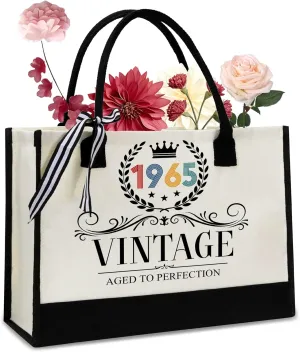 60th Birthday Gifts For Her - Gift for 60th Birthday - 60th Years Old for Women - 60th Decorations For Women - 1965 Canvas Tote Bag - Turning 60th Gifts