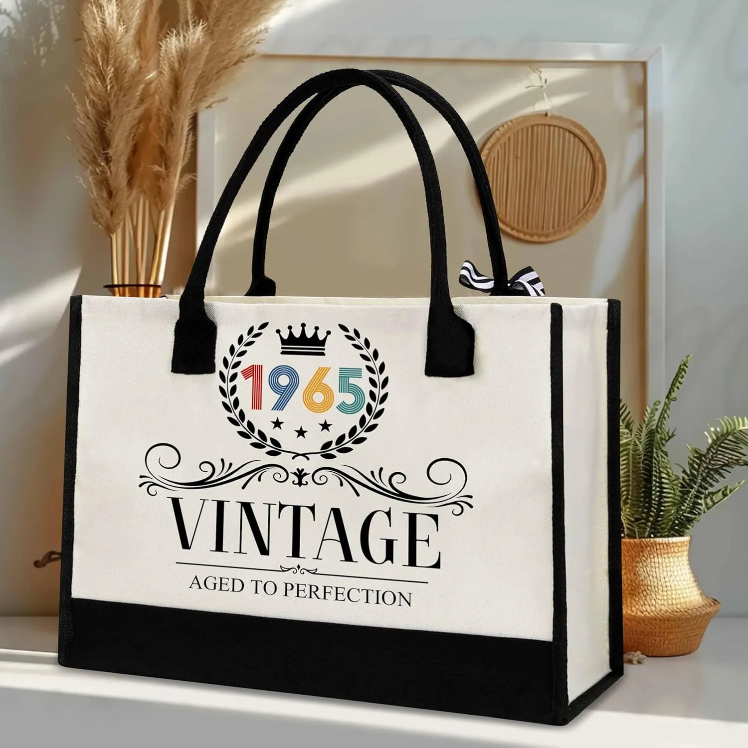 60th Birthday Gifts For Her - Gift for 60th Birthday - 60th Years Old for Women - 60th Decorations For Women - 1965 Canvas Tote Bag - Turning 60th Gifts