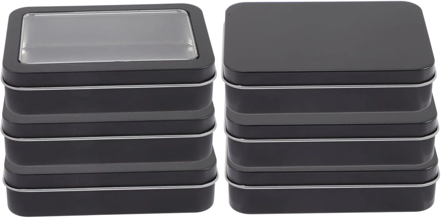 6Pcs Tinplate Playing Card Storage Box with Transparent Lid Organizer for Game Cards Compact Design for Home and Travel Use Lightweight and Sturdy Card Holder
