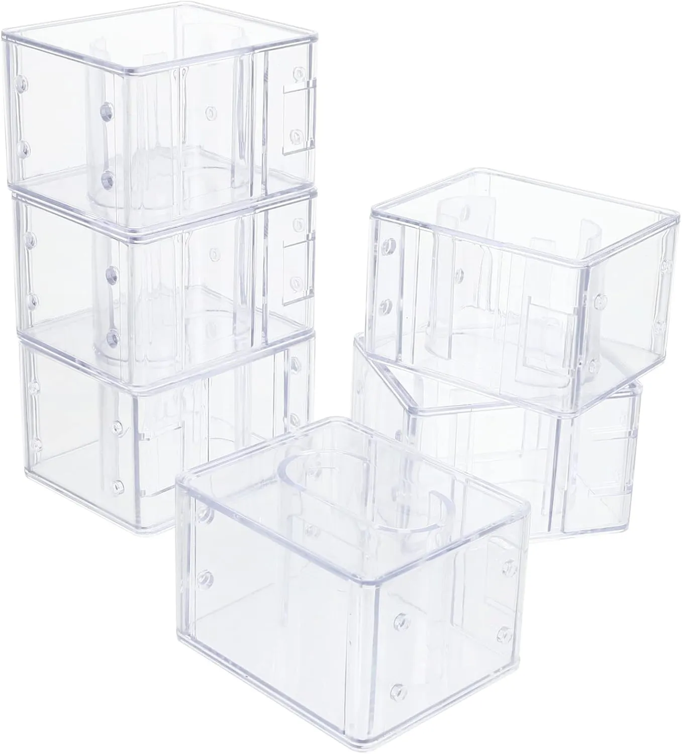 6pcs Transparent Watch Display Boxes Stackable Watch Cases for Men Containers Lids for Organizing Jewelry Easy to Clean Convenient Storage Box for Collectors