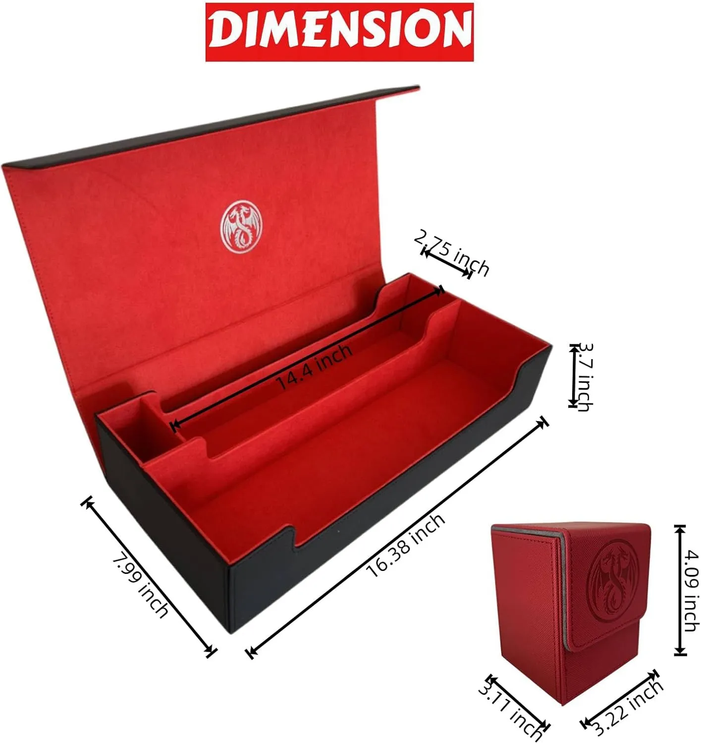 8 in 1 Deck Box Set,for 2400  Unsleeved Cards,including Premium XLarge Trading Card Storage Box,5 PCS Deck Case,Gift Dice and Card Divider,Compatible with MTG/TCG/Commander/Magic (Black & Red Set)
