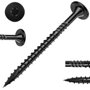 8 Inch Heavy-Duty Outdoor Deck Screws, 100Pcs Star Drive Decking Wood Screws, Rust Resistant Timber Screws for Timber/Log/Landscaping Wood (#14 x 8 Black)