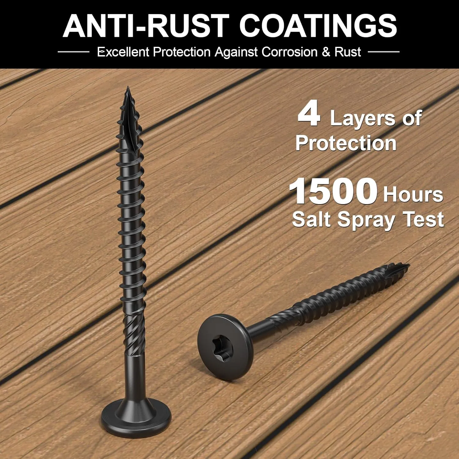 8 Inch Heavy-Duty Outdoor Deck Screws, 100Pcs Star Drive Decking Wood Screws, Rust Resistant Timber Screws for Timber/Log/Landscaping Wood (#14 x 8 Black)