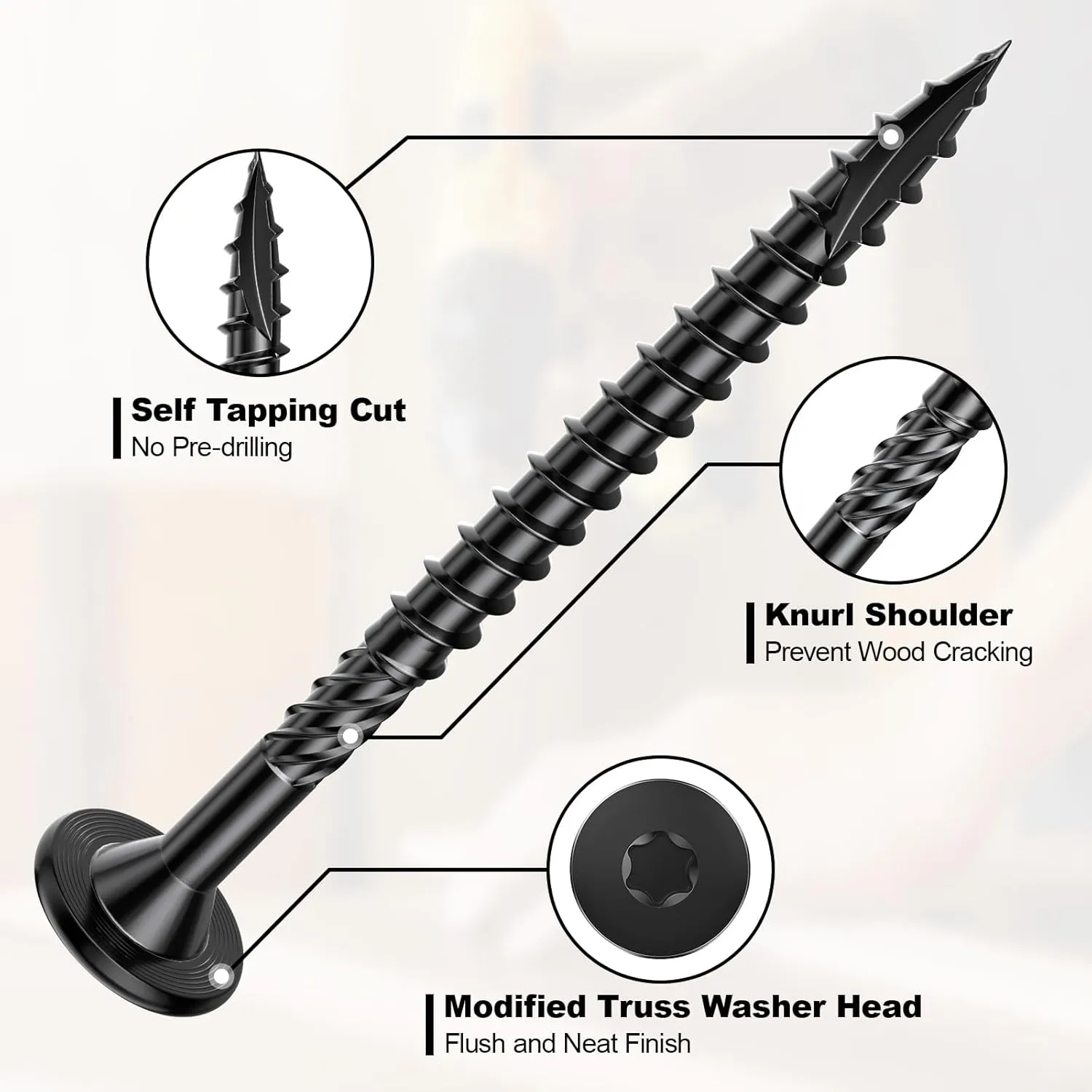 8 Inch Heavy-Duty Outdoor Deck Screws, 100Pcs Star Drive Decking Wood Screws, Rust Resistant Timber Screws for Timber/Log/Landscaping Wood (#14 x 8 Black)