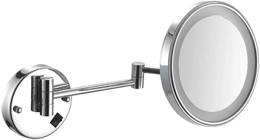 8 Inch Wall Mount LED Lighted Makeup Mirror Magnifying Premium Cosmetic Mirror 180° Swivel Extendable Vanity Mirror for Bathroom UK Plug