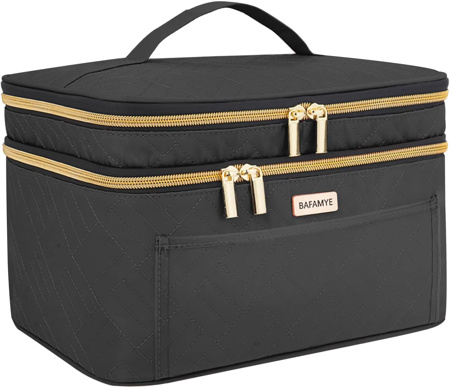 8.8L Double Layer Travel Makeup Bag Women, Large Cosmetic Case, Organizer for Travel-Size Accessories Bottles, Brushes, and Skin Care Products, Black 2.33 GAL