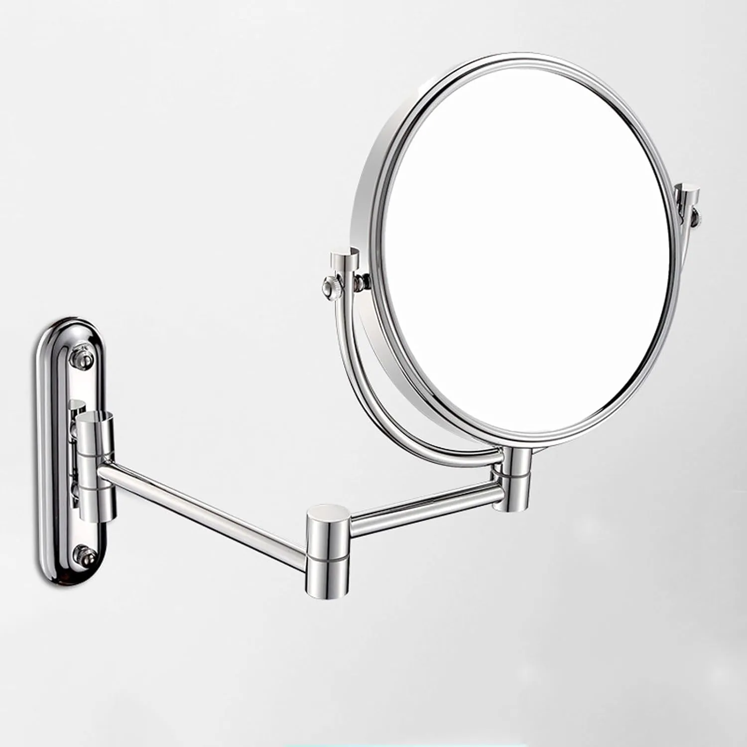8inches Wall Mounted Makeup Mirror with Magnification, Two-Sided 360° Swivel Cosmetic Vanity Mirror, Magnifying Mirror Extra Long Arm, Extendable Bathroom Mirror