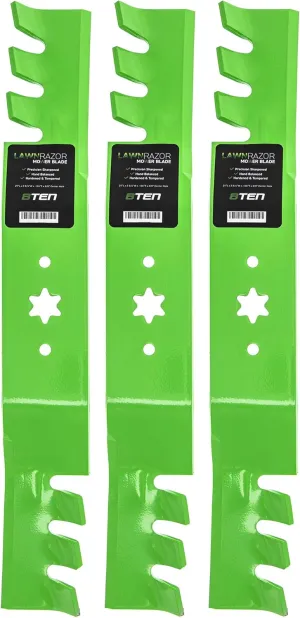 8TEN LawnRAZOR Mower Blade Set for MTD Cub Cadet RZT Troy Bilt 942-04053C 942-04053X 50 inch Decks (Toothed)