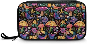 Abstract Mushroom Essential Oil Storage Holder Travel Carrying Case Toiletry Cosmetic Makeup Bag for Women 5ml, 10ml, 15ml Bottles Lightweight Clutch Purse
