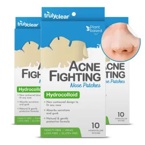 Acne Fighting Nose Pimple Patches - 30 Count, Plant Based Hydrocolloid Blemish, Zit Patches - Cruelty Free - Sucks Out Secretions Like Pus & Oil on Nose - Overnight Results