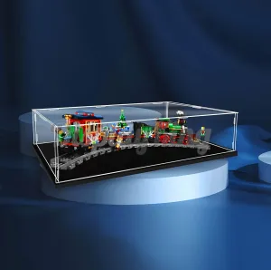 Acrylic display case compatible with Winter Holiday Train 10254 (With Theme Background) (Model Set is not Included)