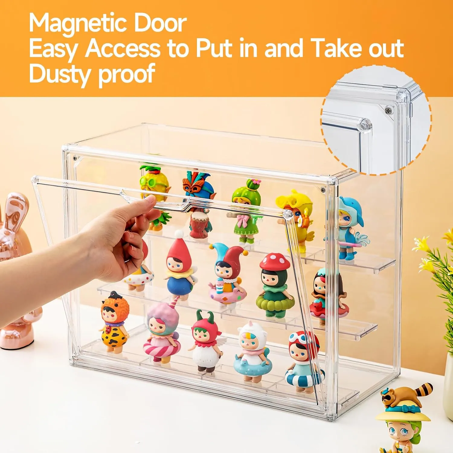 Acrylic Display Cases for Collectibles, 3 Tier Clear Shelf Boxes for Figures, Miniature Dustproof and Stackable Action Figure Display Case (1, Large)