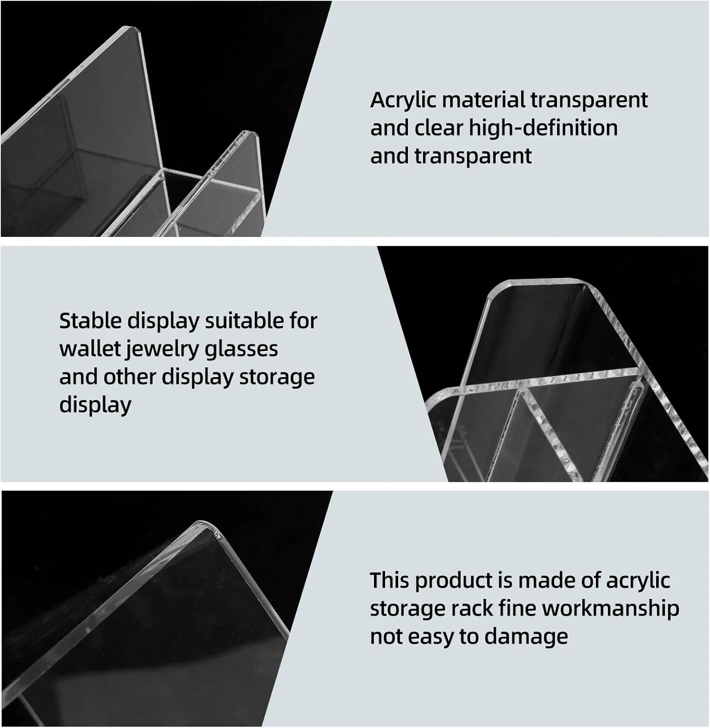 Acrylic Wallet Display Stand Purse Handbag Organizer, Clear Jewelry Riser Display Stand Purse Display Rack, Acrylic Display Shelf for Cosmetic Perfume Jewelry Sunglasses Handbag (2 PCS-6 Tier)