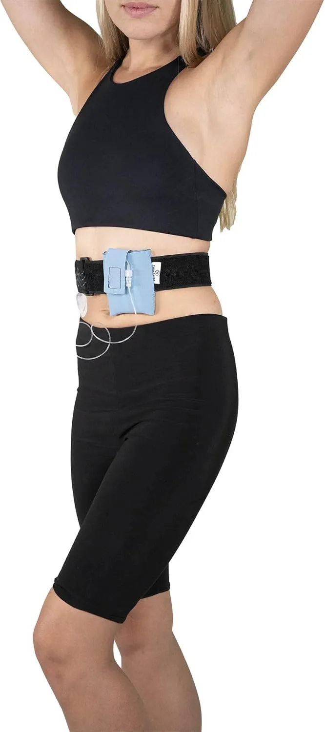 Adjustable Sky Blue Insulin Pump Belt – Diabetic Insulin Pump Stretch Band – Waist Belt Insulin Pump Case – Compatible with Medtronic 780G – Assembled in the USA (Large)
