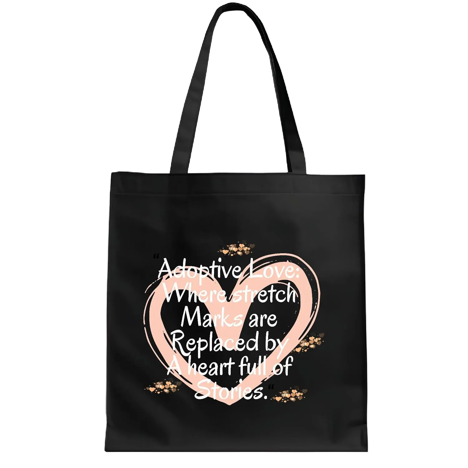 Adoptive Love Gift Ideas for Parents and Families Funny for Adoption Day Foster to Adopt Navy Black Multicolor Canvas Tote Bag