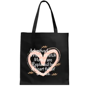Adoptive Love Gift Ideas for Parents and Families Funny for Adoption Day Foster to Adopt Navy Black Multicolor Canvas Tote Bag