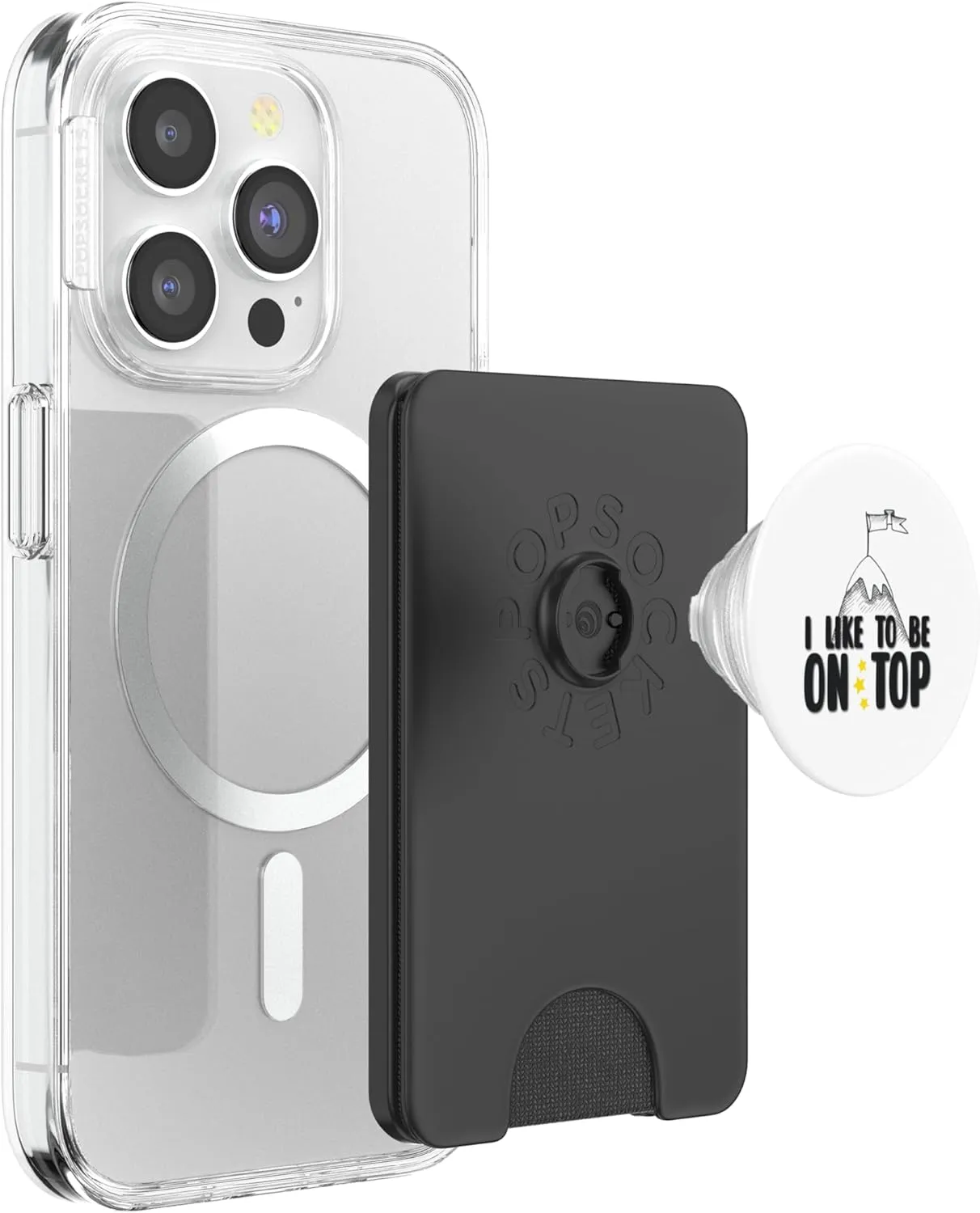 Adventure Hiking I Like To Be On Top Mountain Hiker Camping PopSockets PopWallet for MagSafe