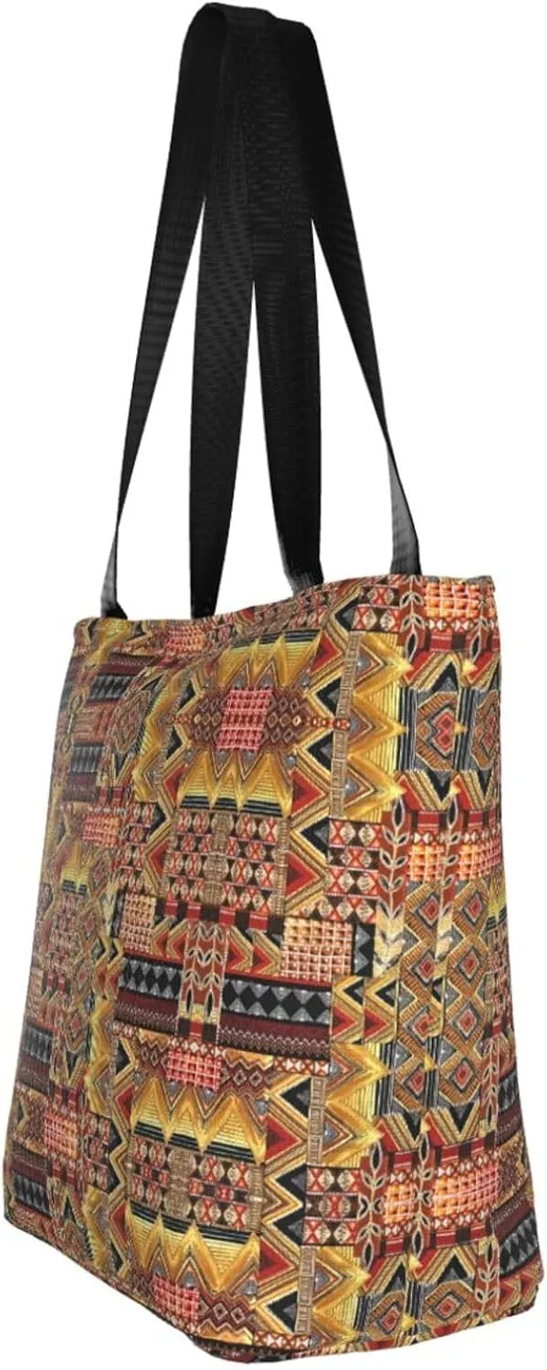 African National Patterns Print Shoulder Tote Bag Women'S Large Size Handbag Casual Tote Shopping Bag For Women