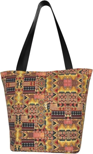 African National Patterns Print Shoulder Tote Bag Women'S Large Size Handbag Casual Tote Shopping Bag For Women