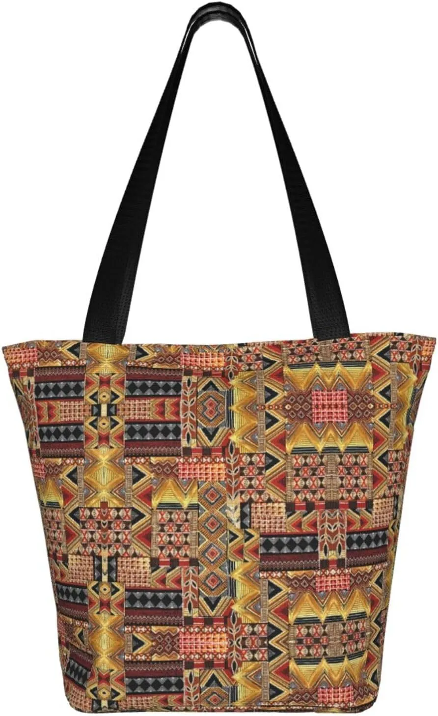 African National Patterns Print Shoulder Tote Bag Women'S Large Size Handbag Casual Tote Shopping Bag For Women