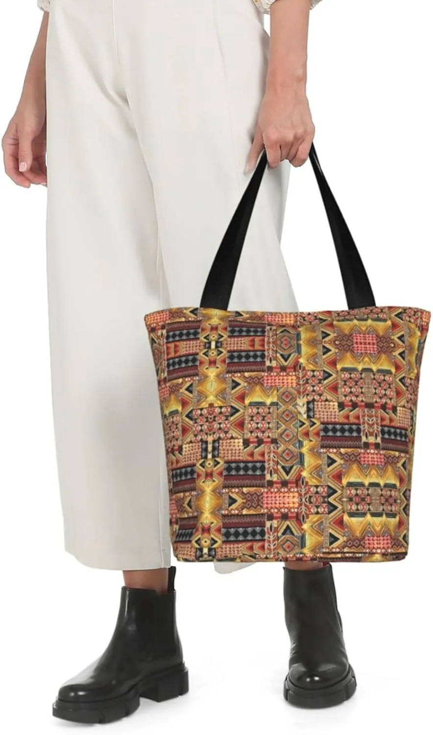 African National Patterns Print Shoulder Tote Bag Women'S Large Size Handbag Casual Tote Shopping Bag For Women