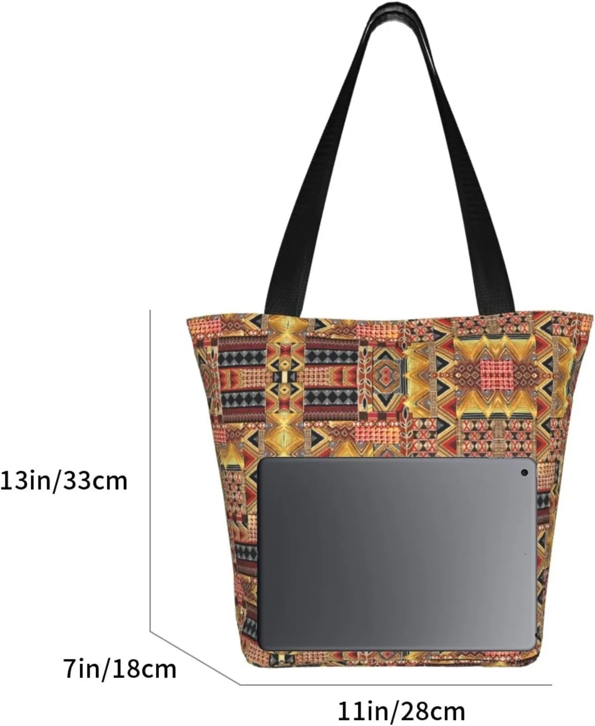 African National Patterns Print Shoulder Tote Bag Women'S Large Size Handbag Casual Tote Shopping Bag For Women