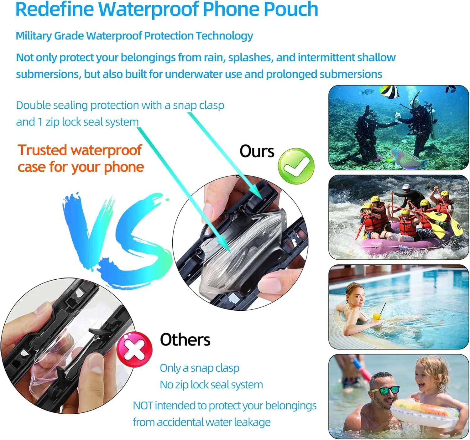 AiRunTech Waterproof Fanny Pack,Waterproof Phone Pouch for iPhone 15 14 13 12 11 Pro Max,IPX8 Waterproof Dry Bag for Snorkeling Beach Cruise Kayaking Pool Swimming(Two Phone Cases Two Waist Bags Set)