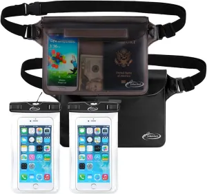 AiRunTech Waterproof Fanny Pack,Waterproof Phone Pouch for iPhone 15 14 13 12 11 Pro Max,IPX8 Waterproof Dry Bag for Snorkeling Beach Cruise Kayaking Pool Swimming(Two Phone Cases Two Waist Bags Set)
