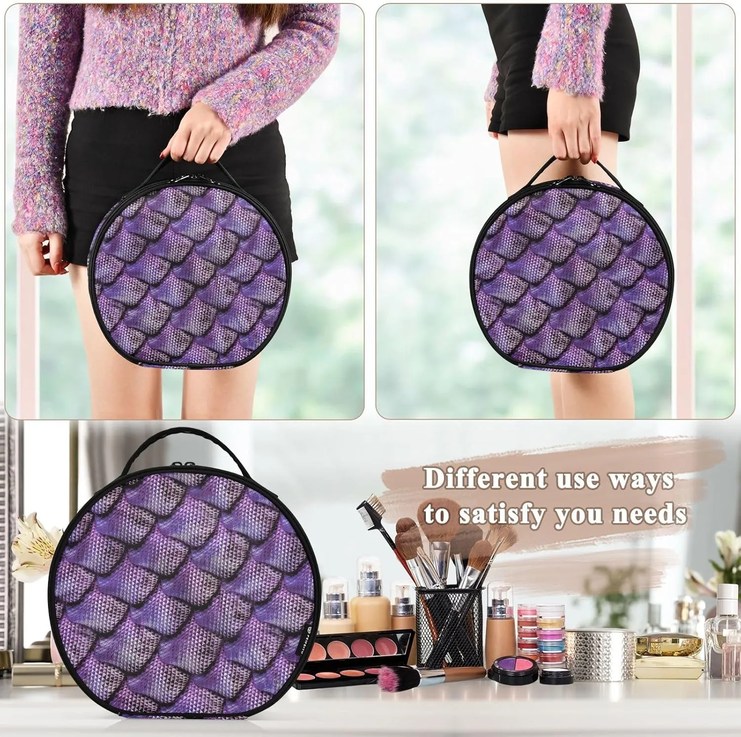 ALAZA Abstract Seamless Snake Skin Travel Cosmetic Organizer Make up Organizer Toiletry Bag