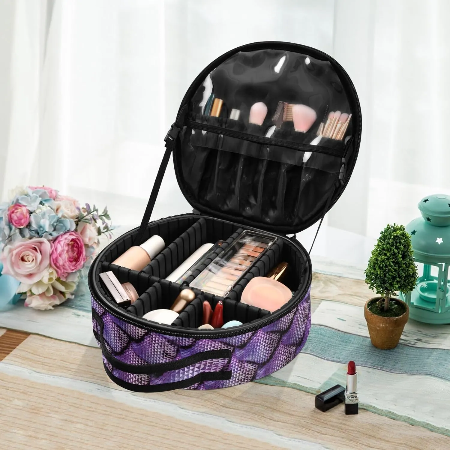 ALAZA Abstract Seamless Snake Skin Travel Cosmetic Organizer Make up Organizer Toiletry Bag