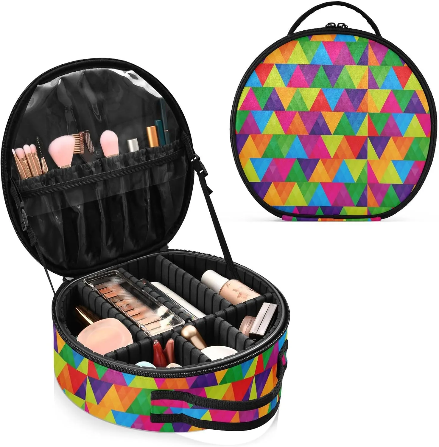ALAZA Abstract Triangles Rainbow Makeup Bag Travel Cosmetic Bag Large Toiletry Organizer