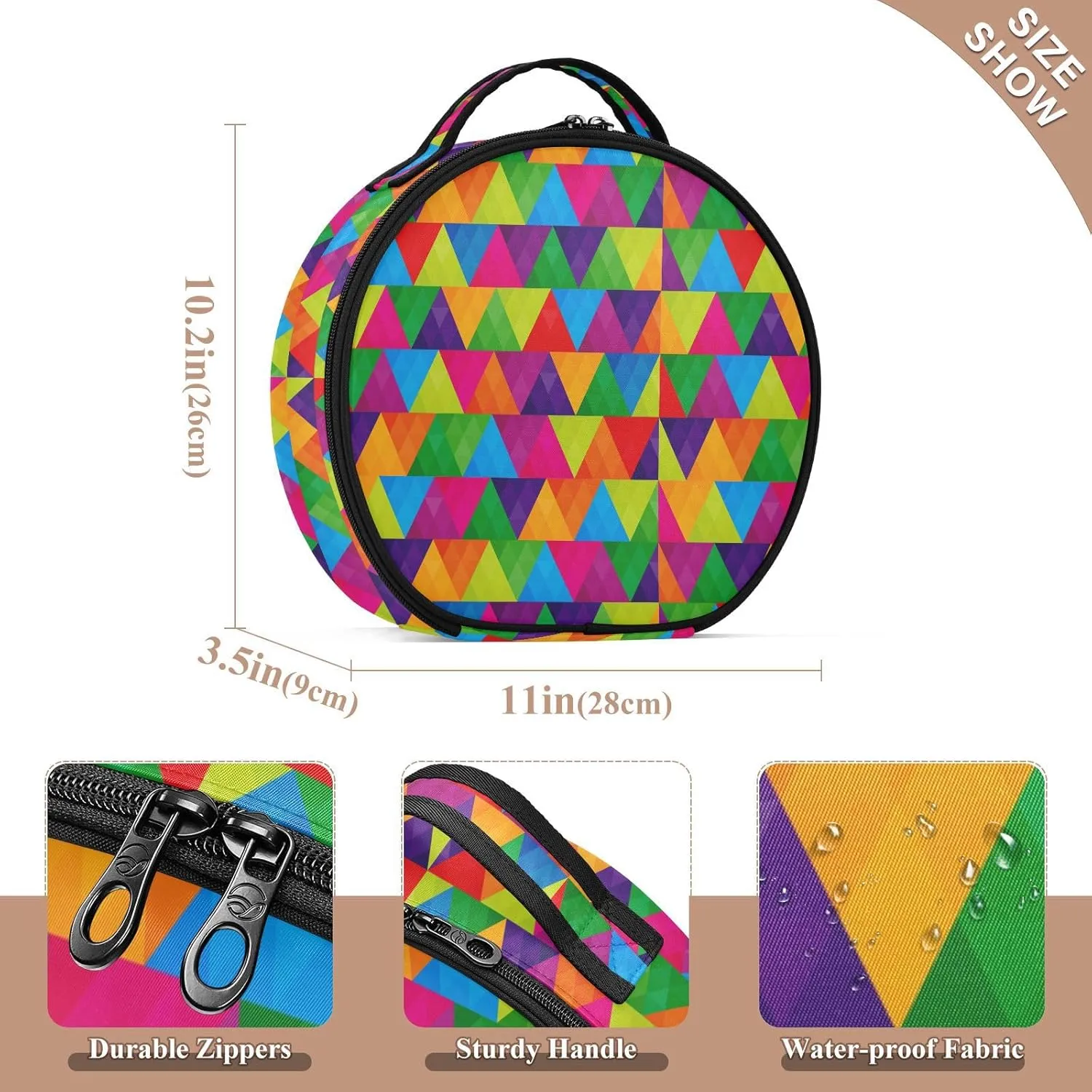 ALAZA Abstract Triangles Rainbow Makeup Bag Travel Cosmetic Bag Large Toiletry Organizer