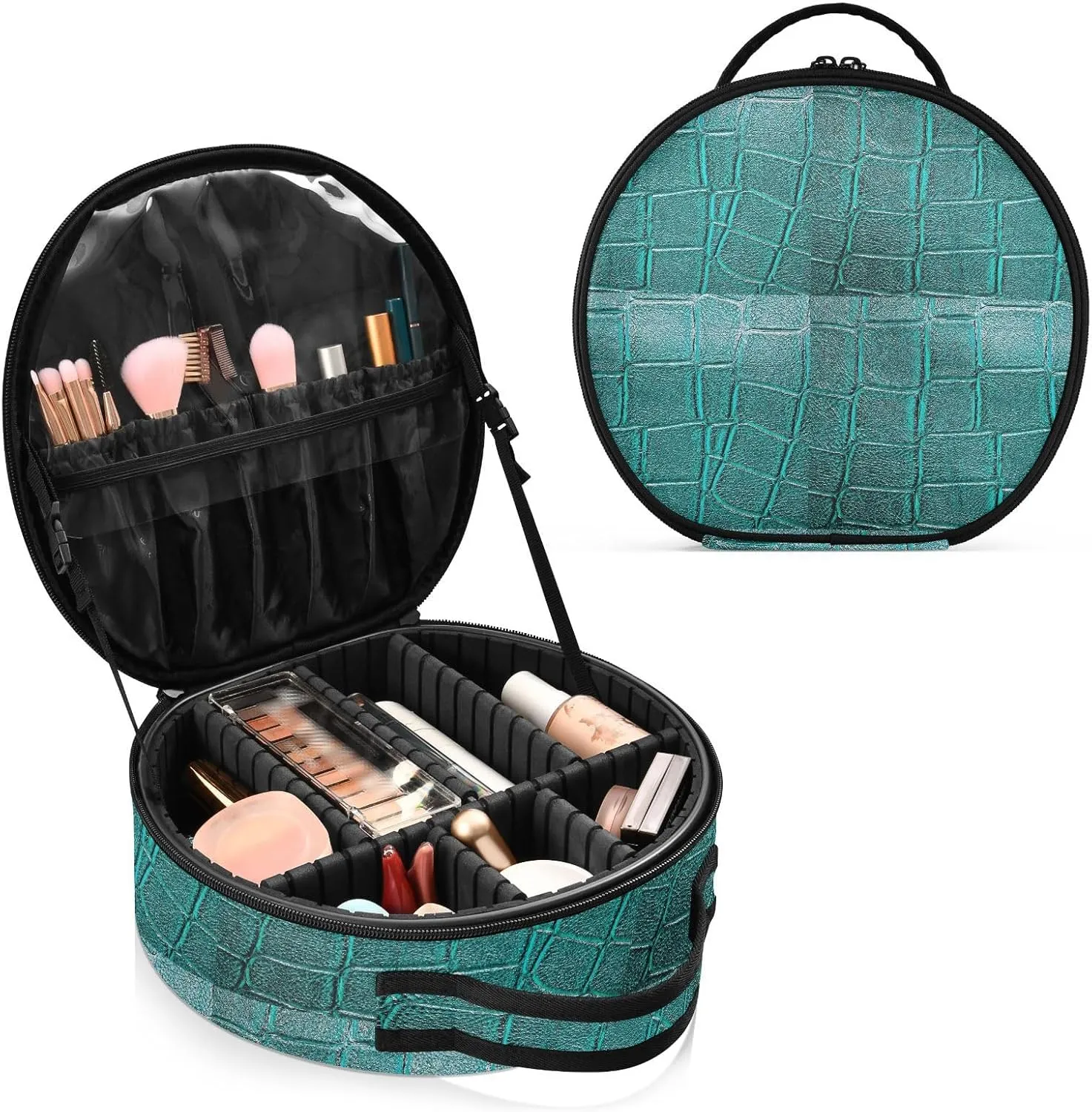 ALAZA Alligator Patterned Makeup Bag Travel Cosmetic Bag Large Toiletry Organizer