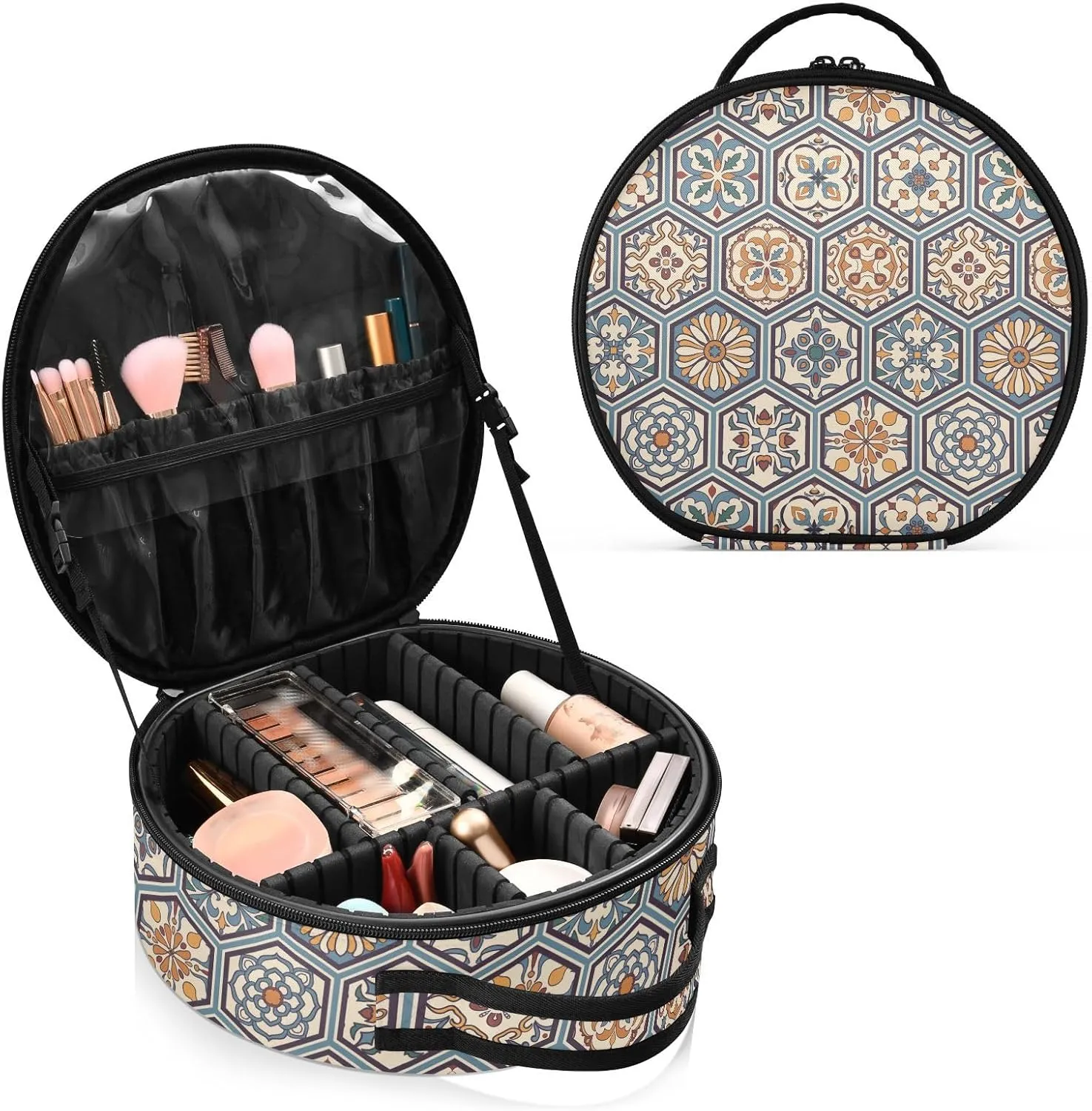 ALAZA Beautiful Mega Patchwork Pattern Makeup Bag Travel Cosmetic Bag Large Toiletry Organizer