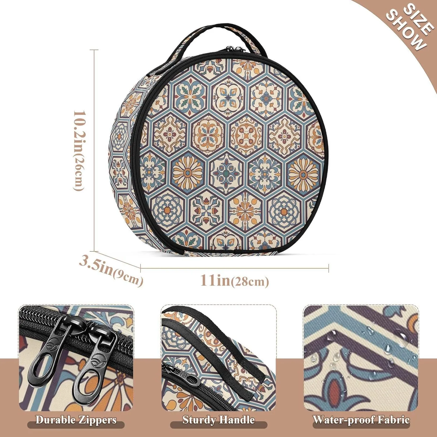 ALAZA Beautiful Mega Patchwork Pattern Makeup Bag Travel Cosmetic Bag Large Toiletry Organizer