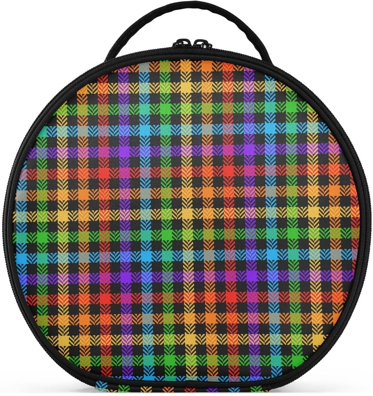 ALAZA Check Pattern Rainbow Herringbone Toiletry Bag Travel Makeup Case Organizer for Women