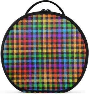 ALAZA Check Pattern Rainbow Herringbone Toiletry Bag Travel Makeup Case Organizer for Women