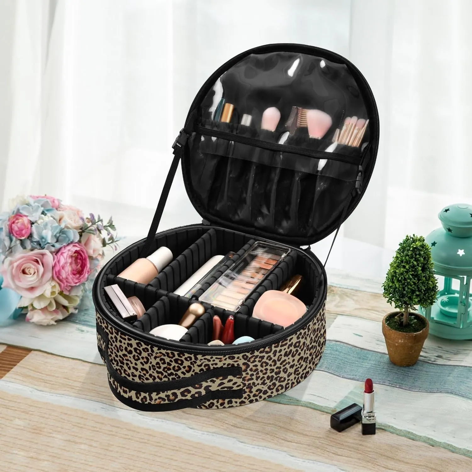 ALAZA Cheetah Leopard Print Animal Skin Toiletry Bag Travel Makeup Case Organizer for Women