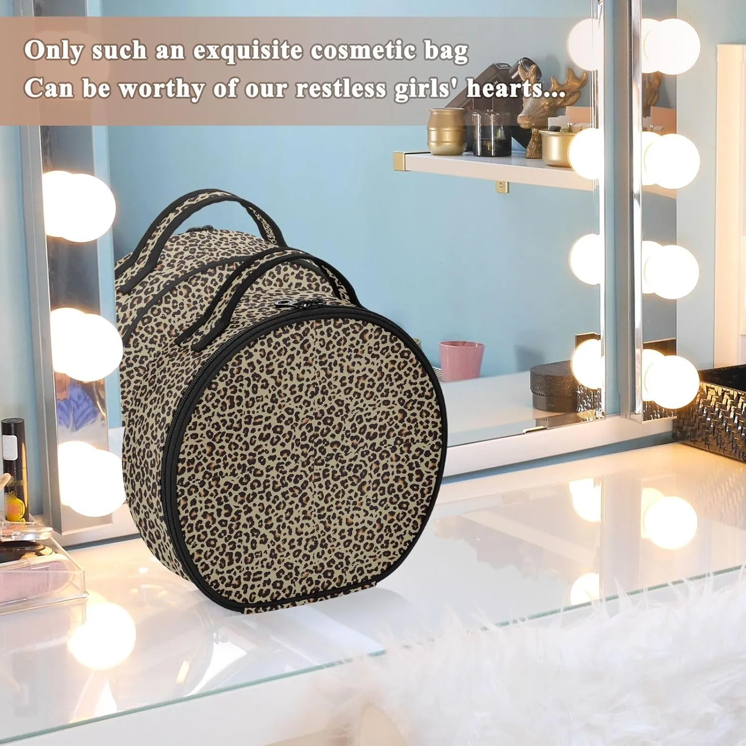 ALAZA Cheetah Leopard Print Animal Skin Toiletry Bag Travel Makeup Case Organizer for Women
