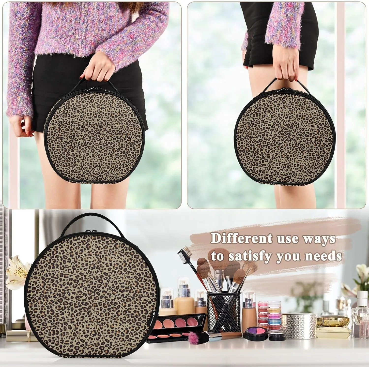 ALAZA Cheetah Leopard Print Animal Skin Toiletry Bag Travel Makeup Case Organizer for Women