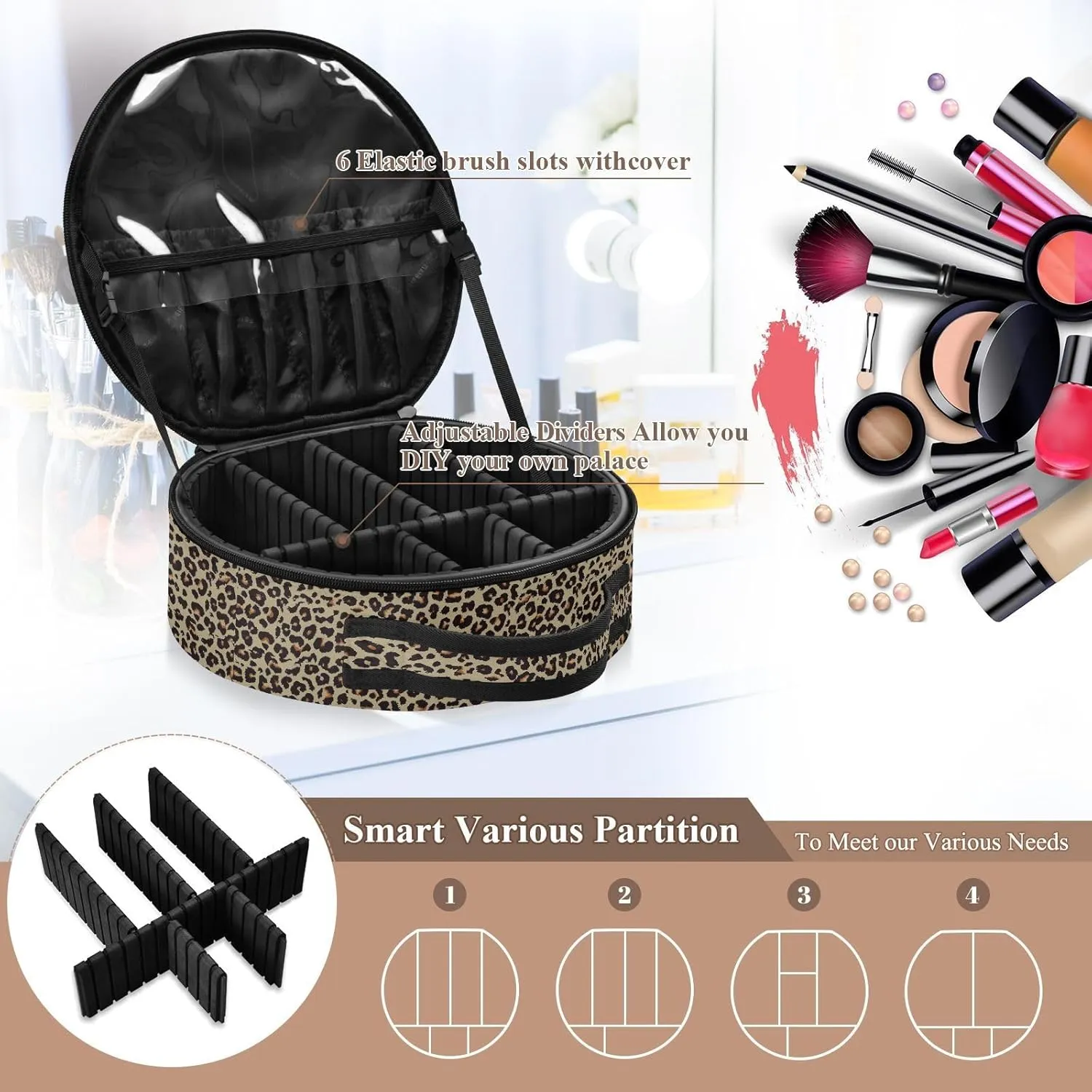 ALAZA Cheetah Leopard Print Animal Skin Toiletry Bag Travel Makeup Case Organizer for Women