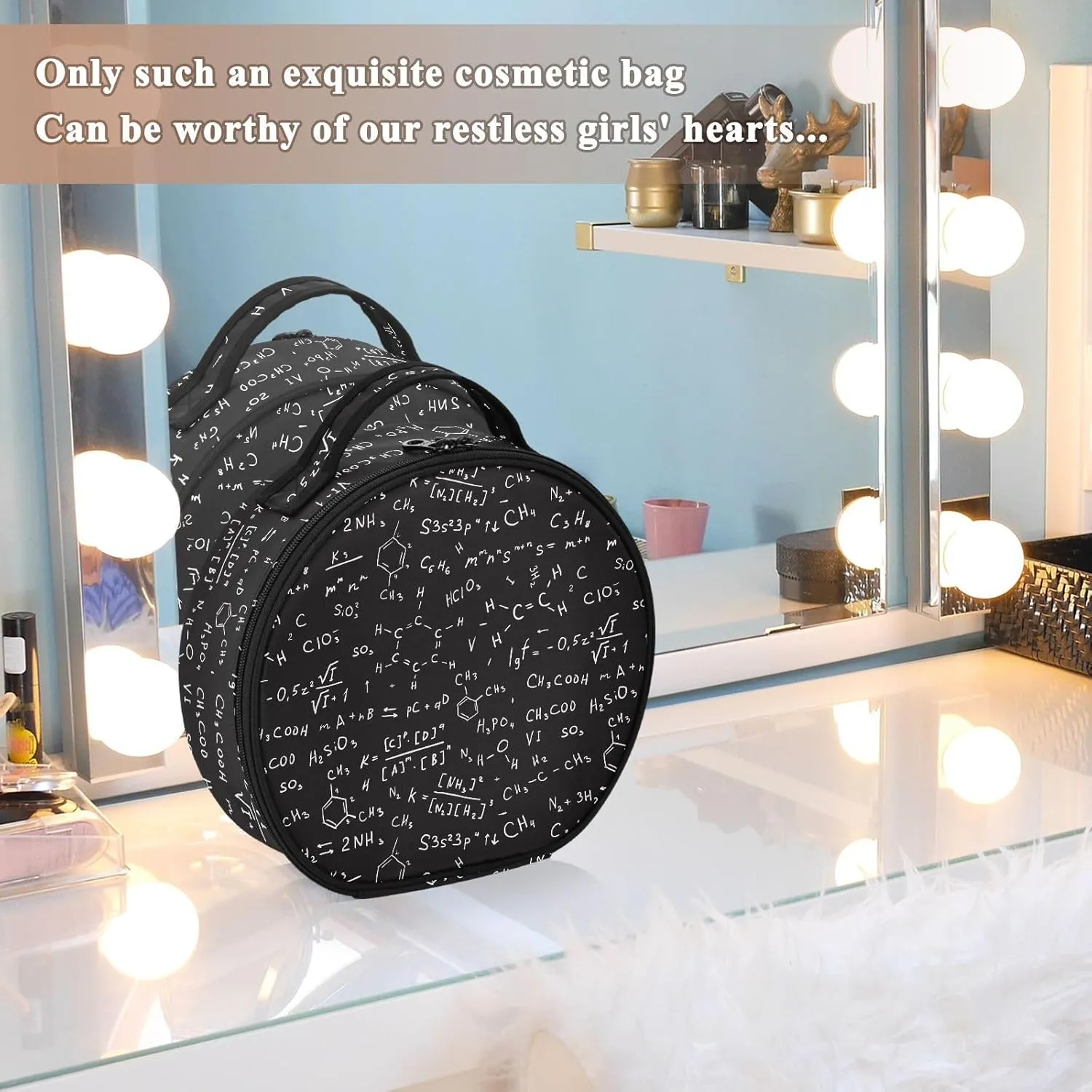 ALAZA Chemical Formulas Makeup Bag Travel Cosmetic Bag Large Toiletry Organizer