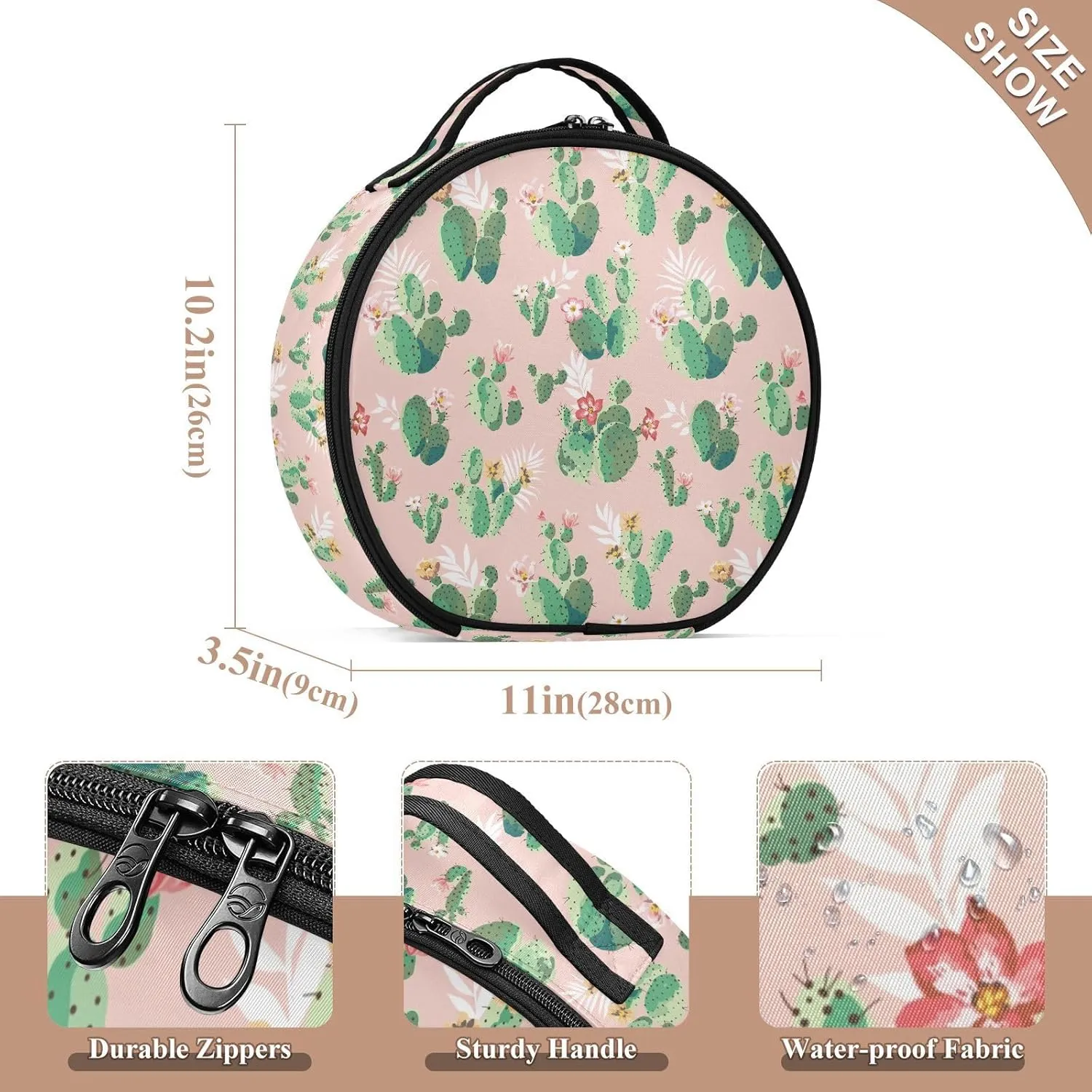 ALAZA Cute Prickly Pear Cactus Makeup Bag Travel Cosmetic Bag Large Toiletry Organizer