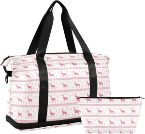 ALAZA Merry Christmas Elk Deer Travel Duffel Bag for Women Men Sports Gym Bag with Shoe Compartment Tote Weekender Overnight Bag with Wet Pocket for Travel, Gym,Yoga,Swimming