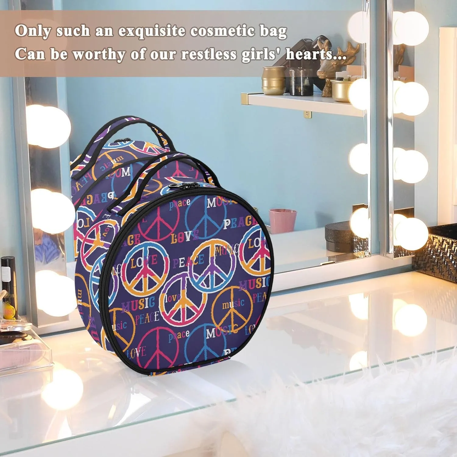 ALAZA Peace Portable Cosmetic Bag Large Capacity Makeup Bags