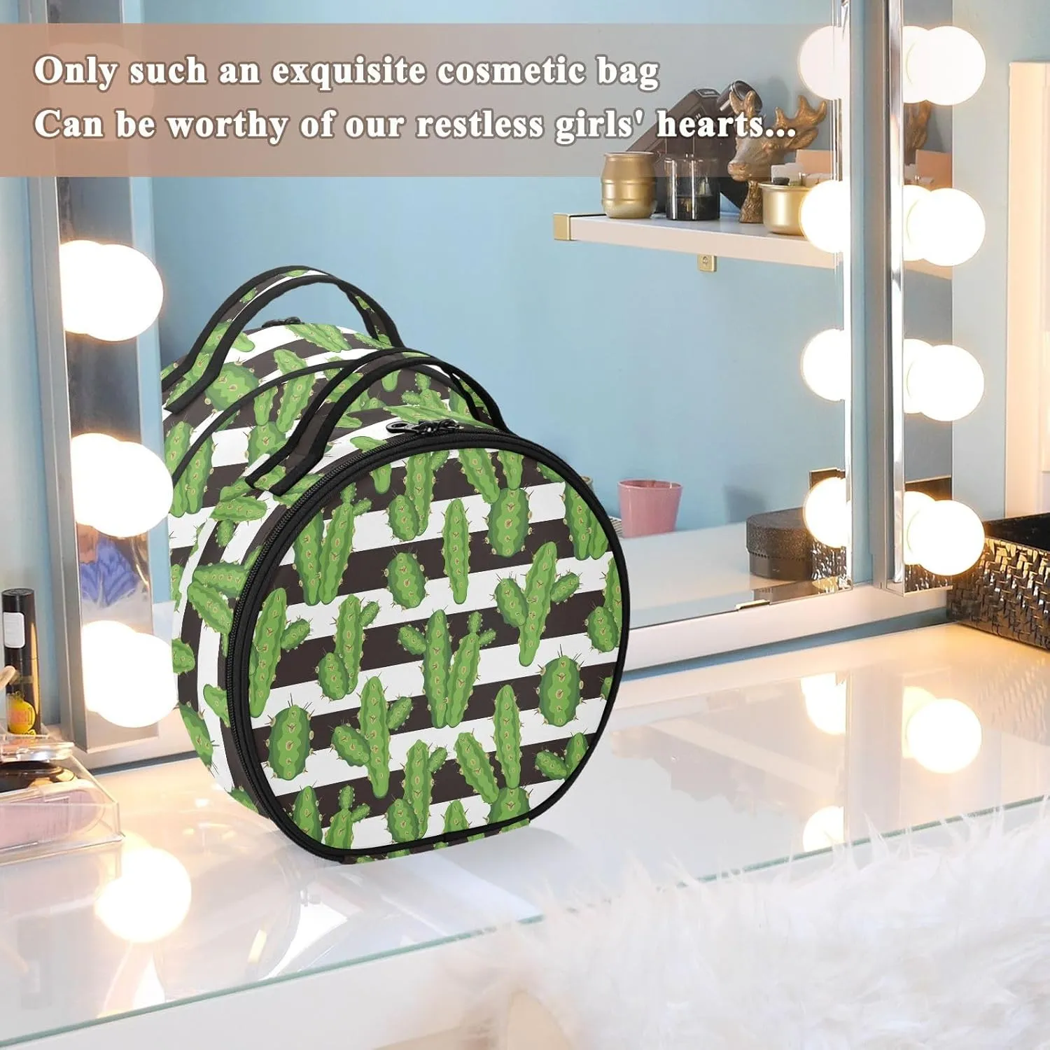 ALAZA Peruvian Cactus Travel Cosmetic Organizer Make up Organizer Toiletry Bag