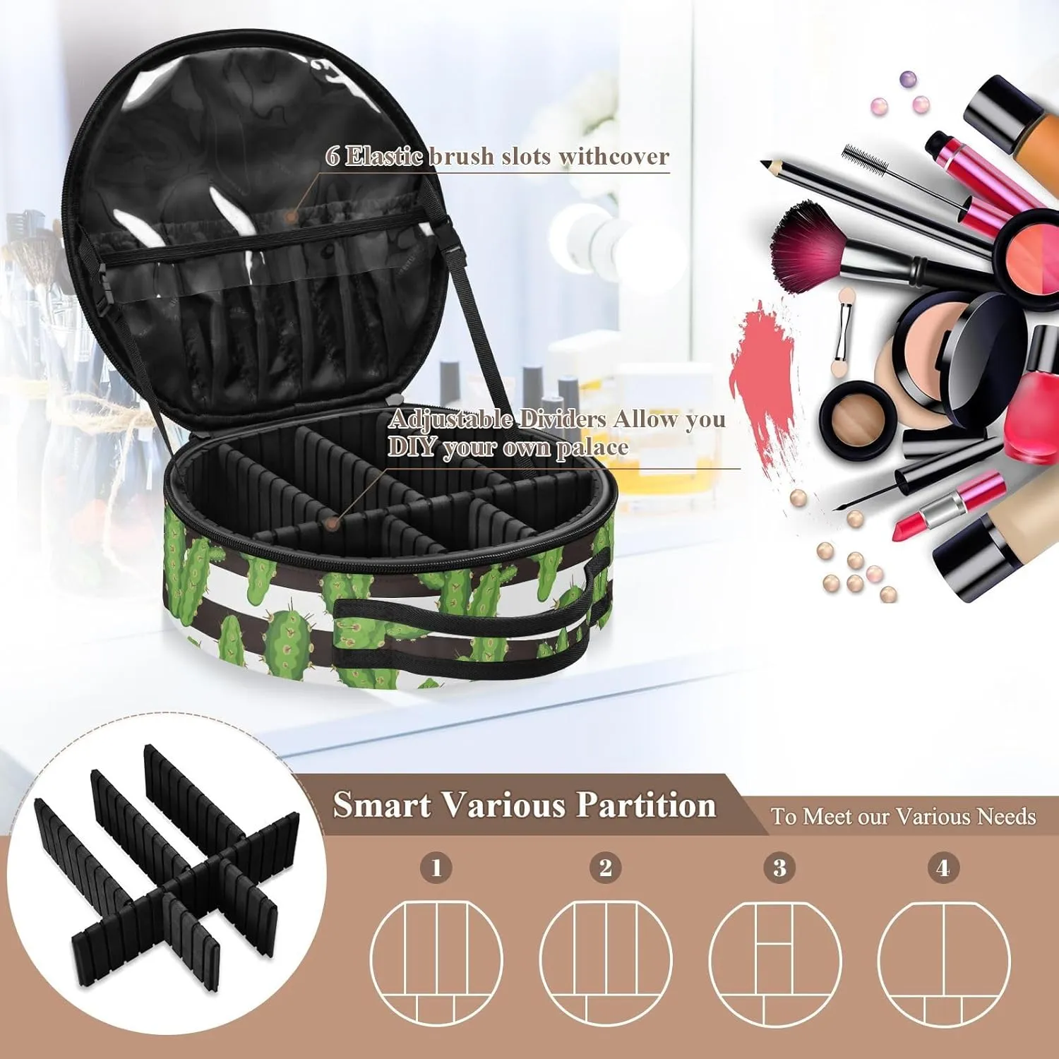 ALAZA Peruvian Cactus Travel Cosmetic Organizer Make up Organizer Toiletry Bag