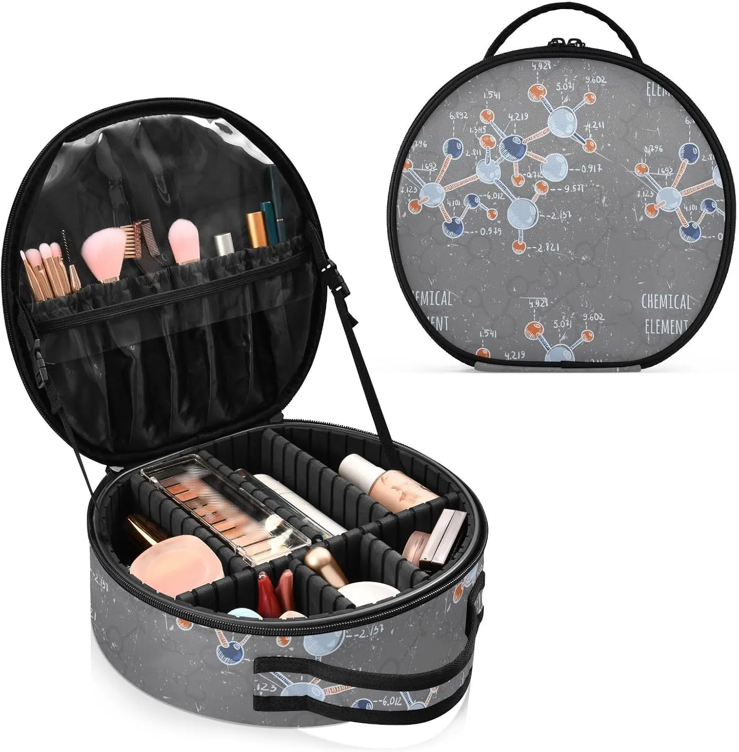 ALAZA Science Chemistry Laboratory with Grunge Travel Makeup Train Case Makeup Cosmetic Case with Adjustable Dividers