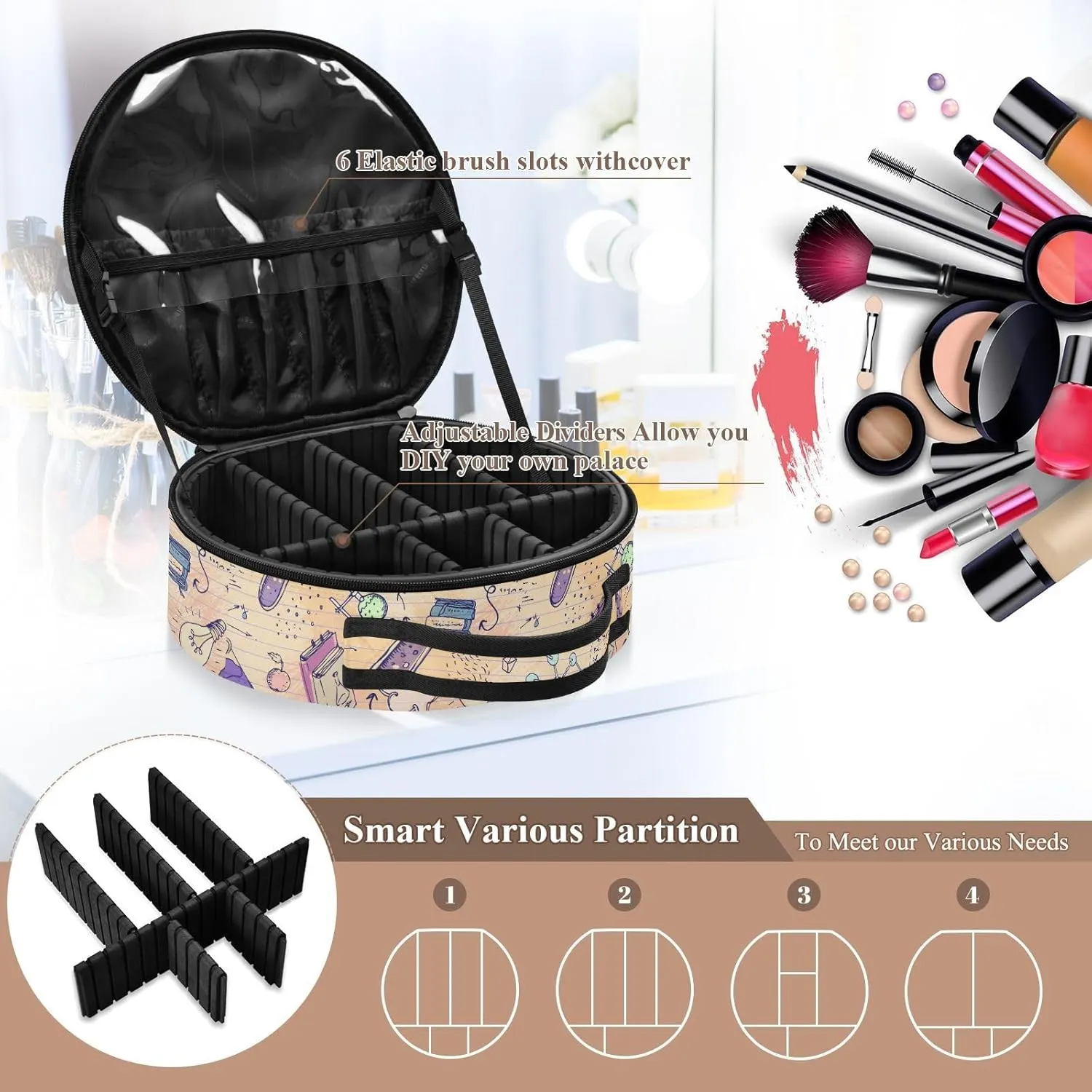 ALAZA Science Lab Objects Biology Geology Alchemy Chemistry Makeup Bag Travel Cosmetic Bag Large Toiletry Organizer