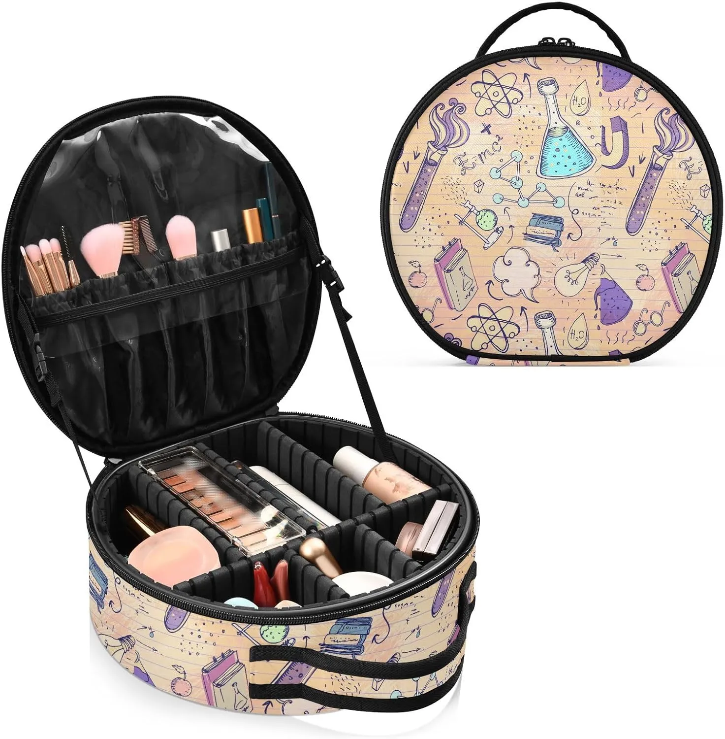 ALAZA Science Lab Objects Biology Geology Alchemy Chemistry Makeup Bag Travel Cosmetic Bag Large Toiletry Organizer